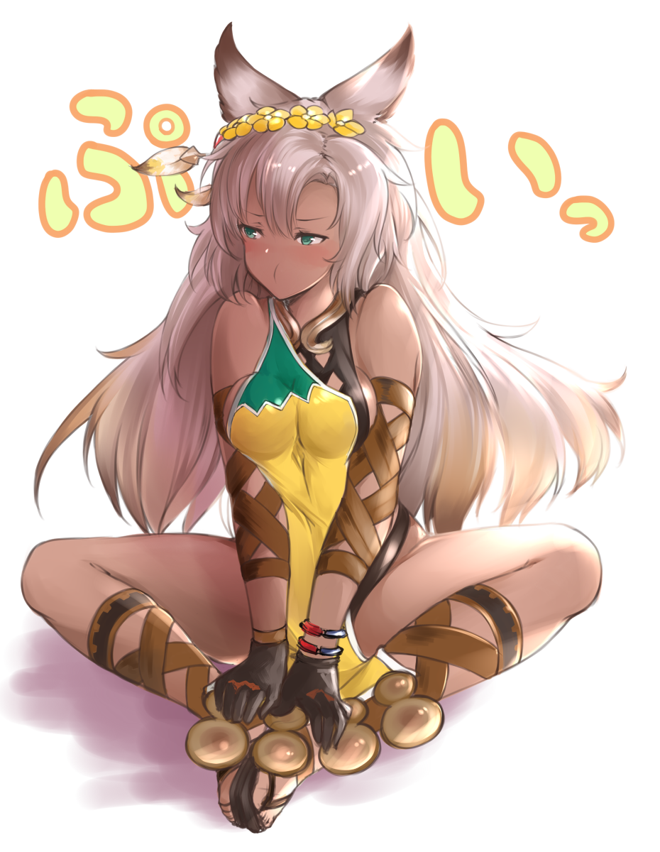 >:t, 1girl, :t, animal_ears, arm_wrap, asymmetrical_clothes, bangs, bare_legs