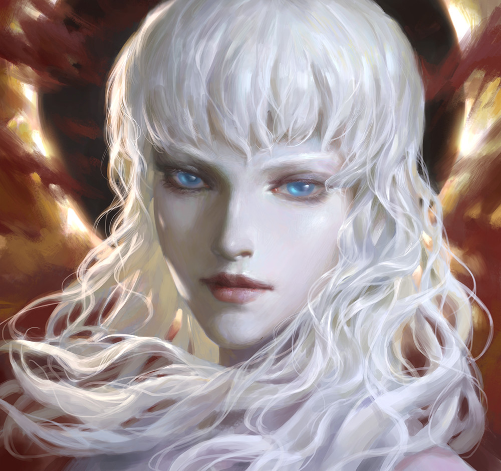 1boy, bangs, berserk, blue_eyes, buchuo_liu, closed_mouth, eclipse, griffith