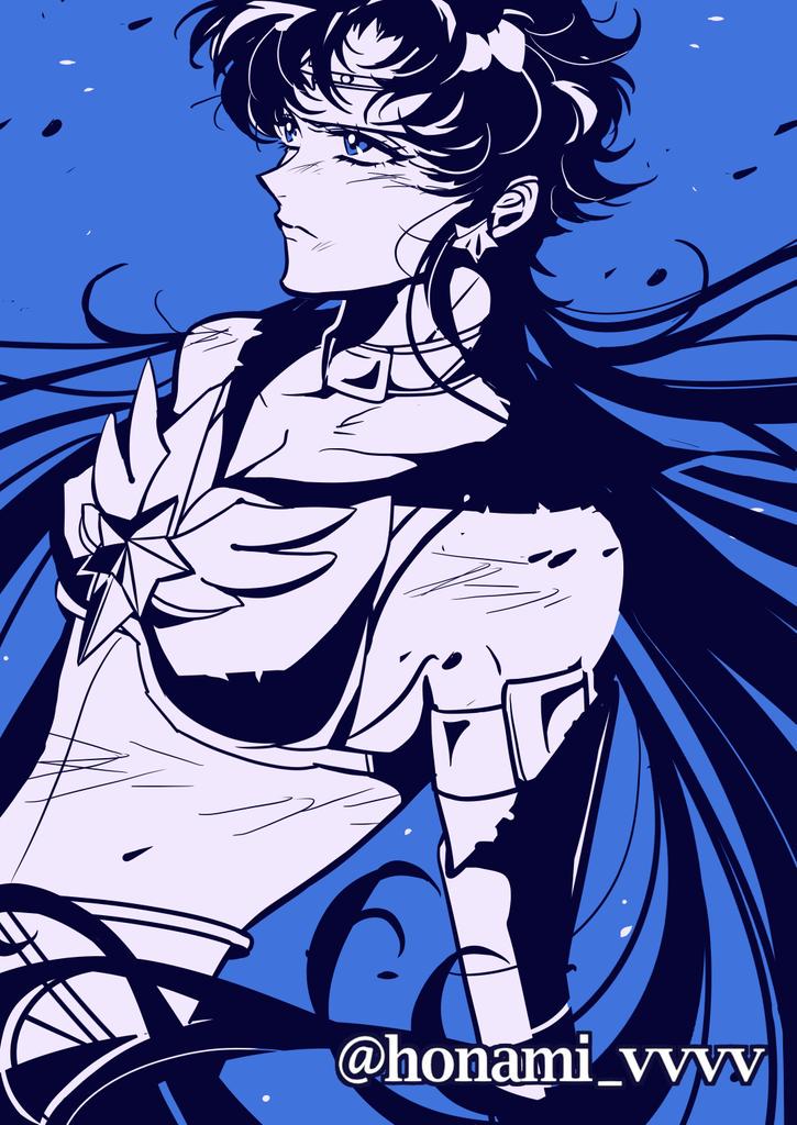 1girl, alternate_hairstyle, artist_name, bishoujo_senshi_sailor_moon, blue_background, blue_eyes, choker, closed_mouth