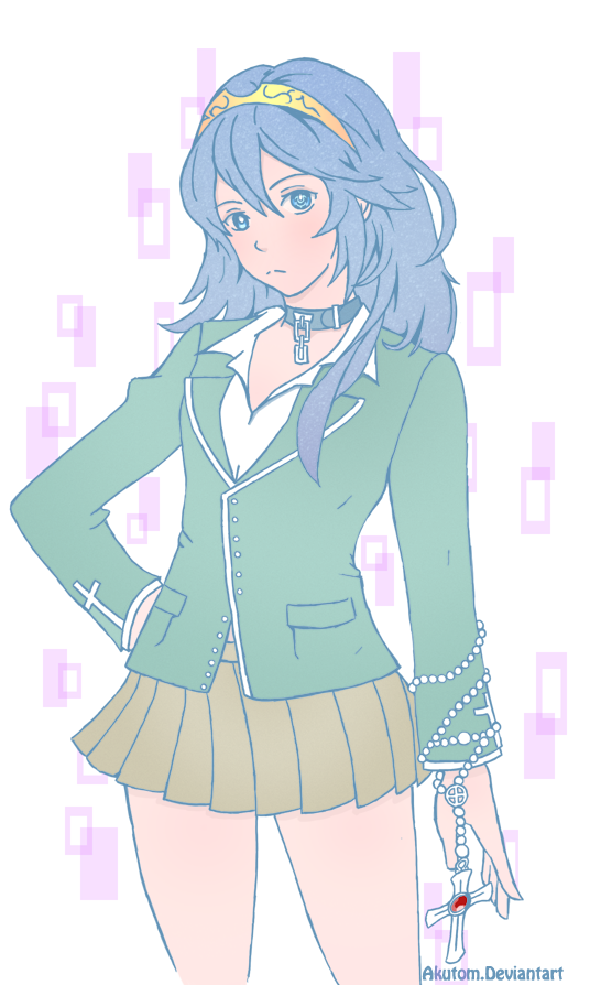 1girl, akashiya_moka, akashiya_moka_(cosplay), alexis_tipton, blue_eyes, blue_hair, choker, collar