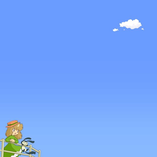 cloud, clouds, hat, original, railing, sky, unknown_animal