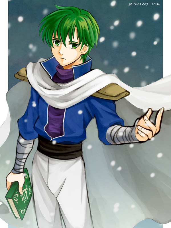 1boy, artist_name, bandage, book, cape, dated, fire_emblem, fire_emblem:_seisen_no_keifu