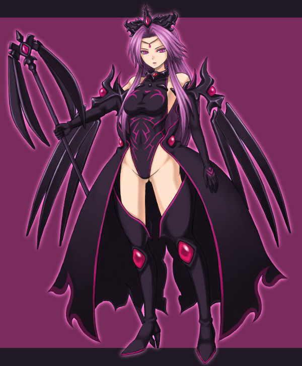 1girl, boots, cape, crown, dark_persona, elbow_gloves, female, gloves