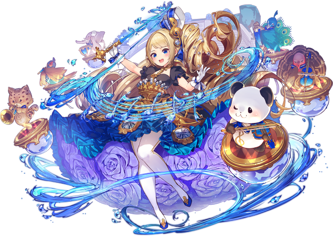 1girl, :d, artist_request, bangs, bird, blonde_hair, blue_dress, blue_eyes