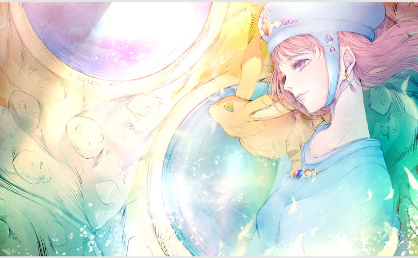 1girl, breasts, brown_hair, earrings, gloves, highres, jewelry, kaze_no_tani_no_nausicaa