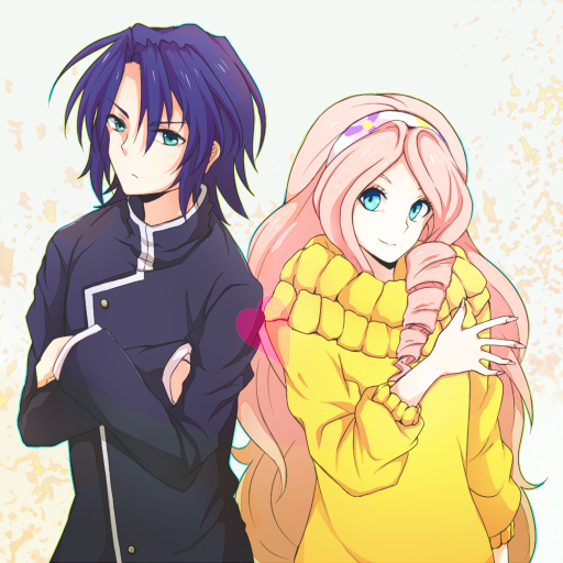 2boys, black_hair, blue_eyes, crossed_arms, gakuran, green_eyes, hairband, itsuka_tenma_no_kuro_usagi, kurenai_gekkou, long_hair, male_focus, multiple_boys, nakamura_yuuichi, pink_hair, school_uniform, seiyuu_connection, short_hair, smile, sweater, trap, tsukimiya_ringo, uta_no_prince-sama