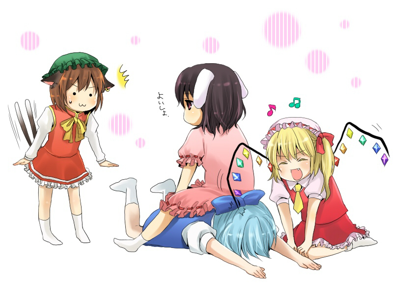 bad_id, chen, chiroru, cirno, fang, flandre_scarlet, friends, inaba_tewi