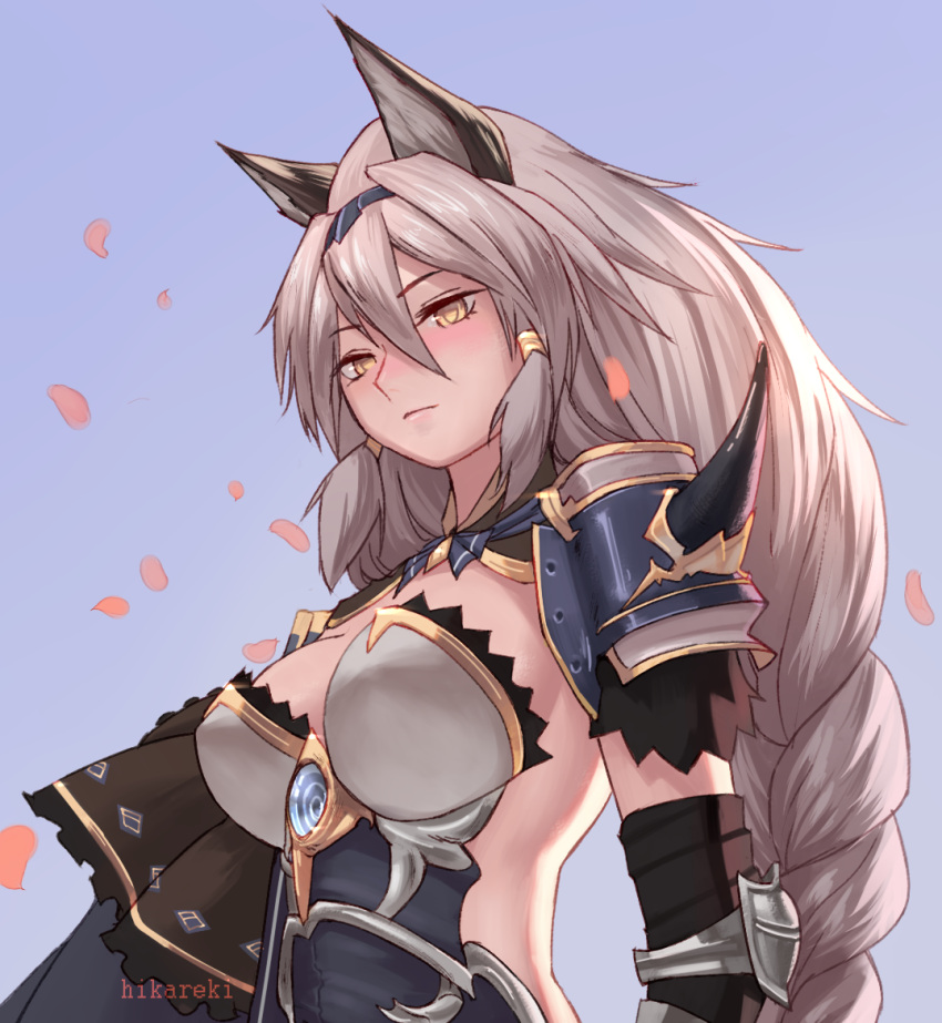 1girl, animal_ears, backless_outfit, blush, braid, breasts, cat_ears, closed_mouth