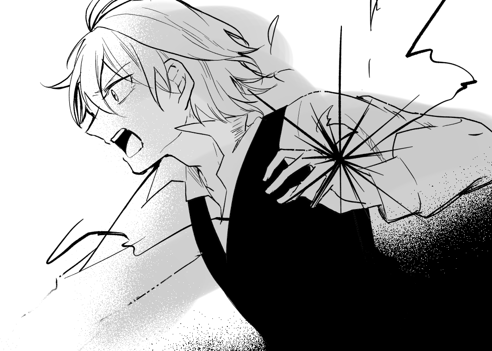 1boy, ahoge, bangs, fate/apocrypha, fate_(series), from_side, greyscale, male_focus
