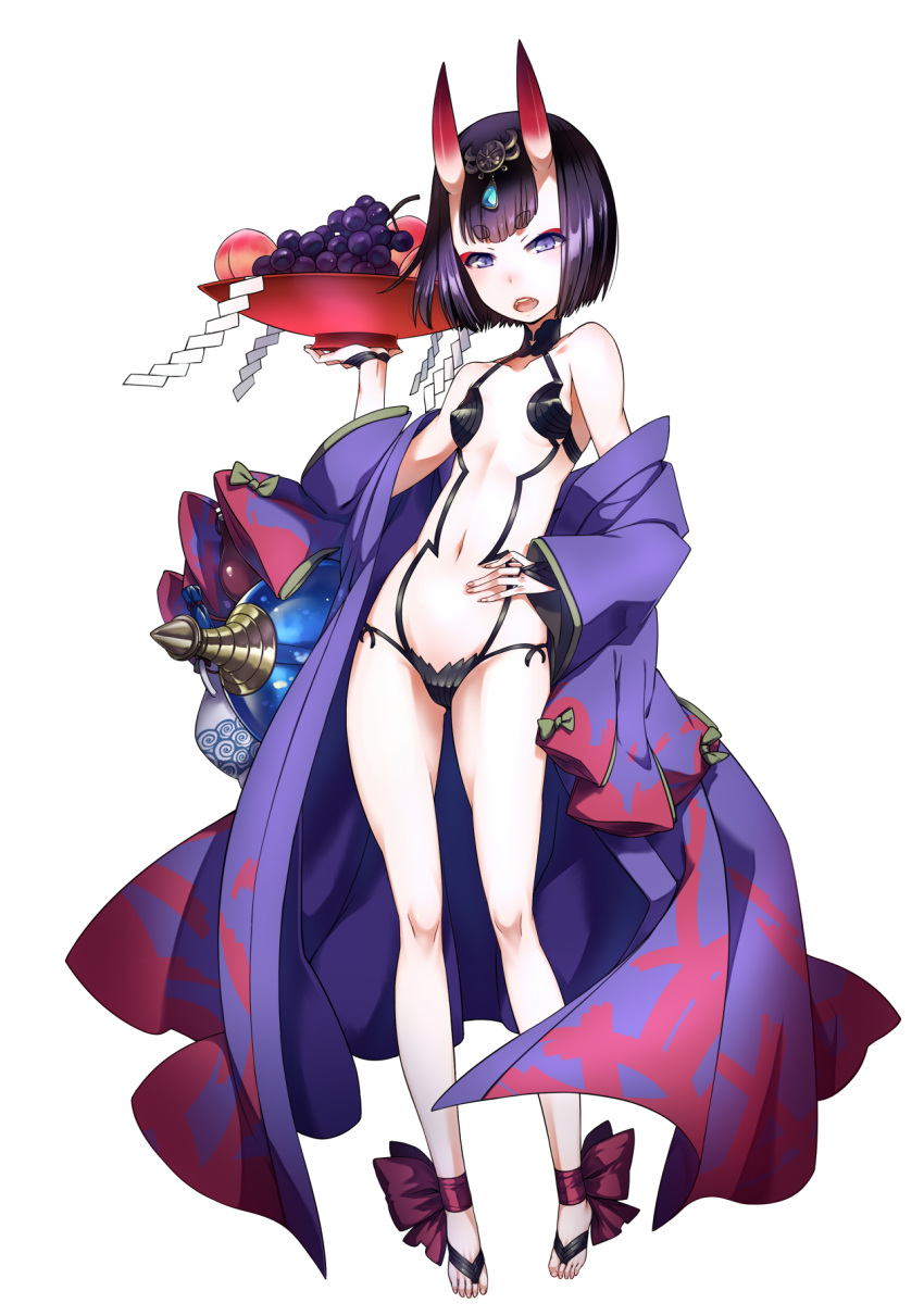 1girl, anklet, barefoot, barefoot_sandals, black_hair, breasts, cup, fate/grand_order