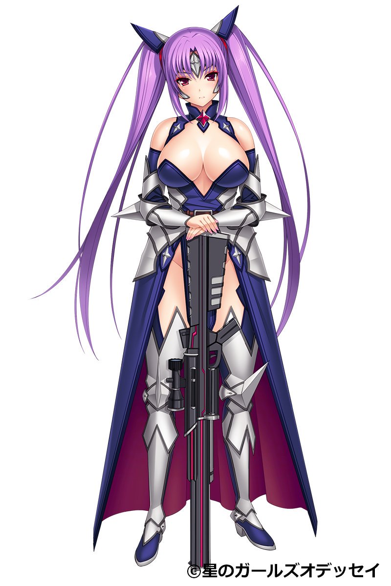 1girl, boots, breasts, closed_mouth, copyright_name, cygnus_(cygnus7), expressionless, full_body