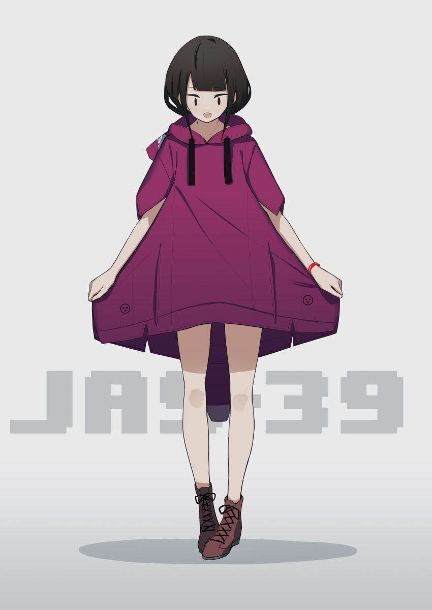 1girl, absurdres, bangs, black_eyes, black_hair, blunt_bangs, boots, brown_footwear
