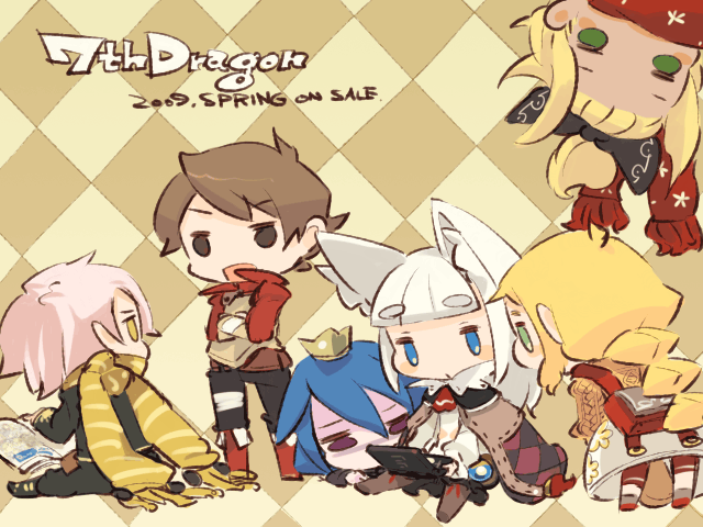 animal_ears, blonde_hair, blue_eyes, blue_hair, bow, brown_eyes, brown_hair, cape
