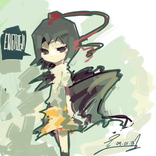 black_hair, govurin, govurin_(pixiv), hat, lowres, shameimaru_aya, short_hair, solo