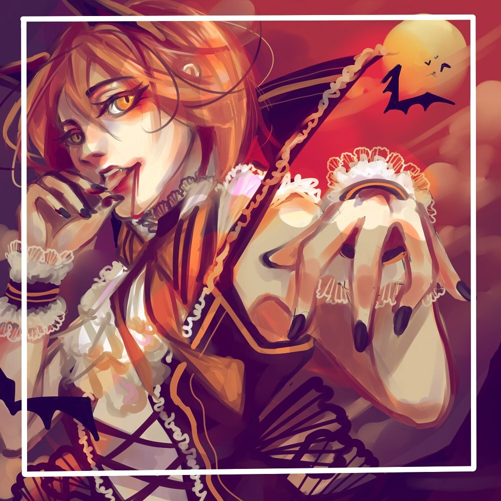 1girl, altair, animal_ears, bat, black_nails, blood, blood_from_mouth, cat_ears