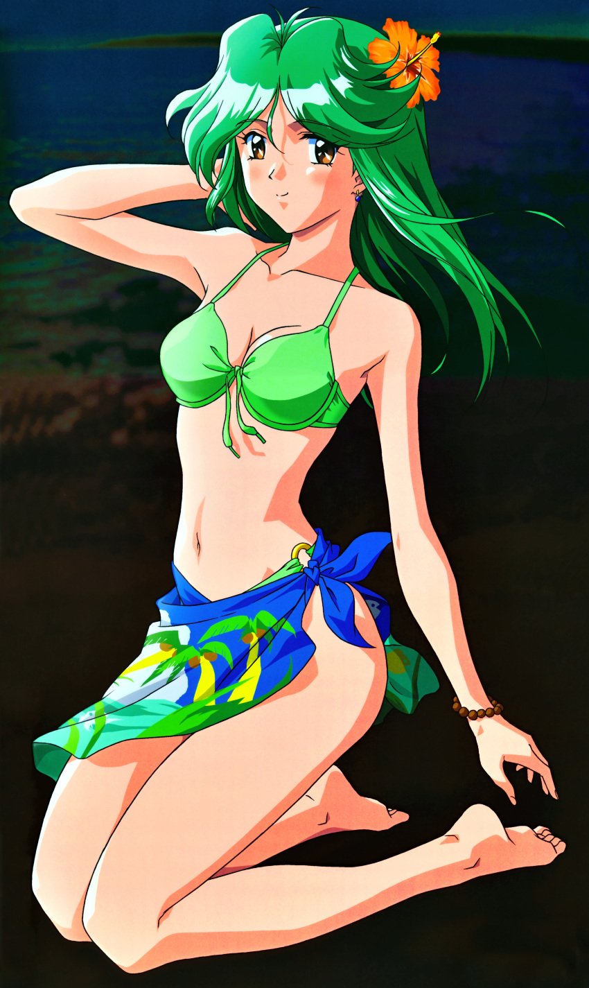 1girl, absurdres, asou_kasumi, bead_bracelet, beads, bikini, blush, bracelet