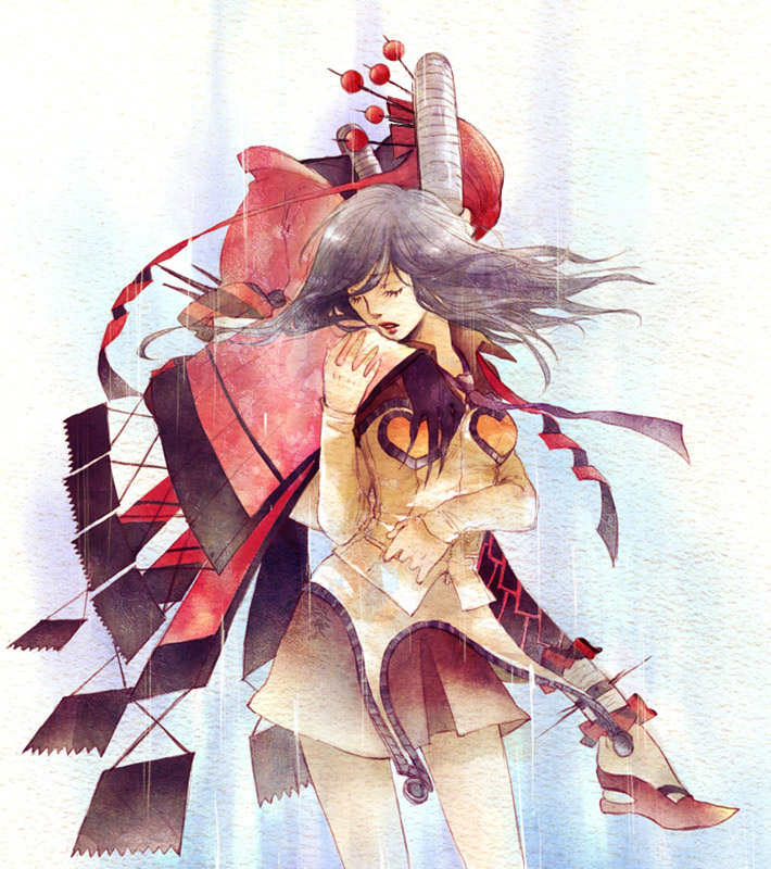 black_hair, closed_eyes, heart, jacket, lipstick, maia, necktie, persona