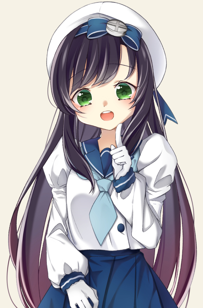 1girl, amane_(axmaxne), black_hair, blue_neckwear, blue_ribbon, blue_sailor_collar, cowboy_shot, gloves
