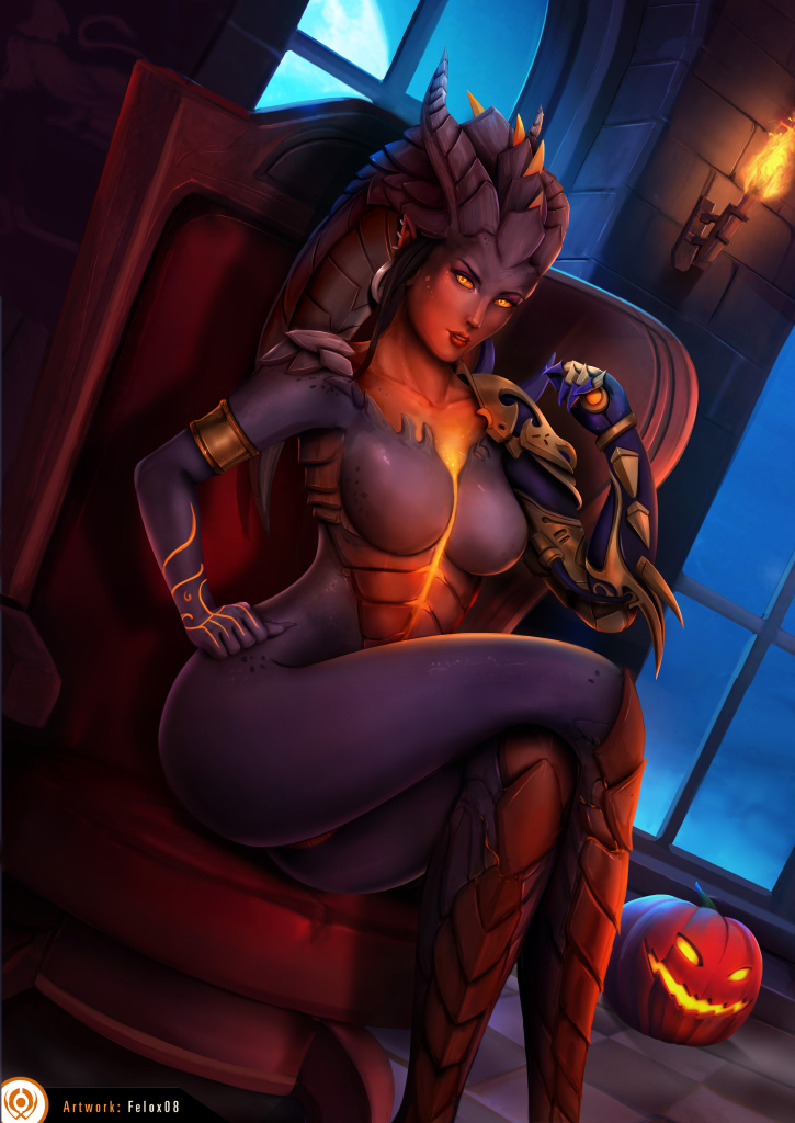 1girl, alternate_costume, artist_name, breasts, chair, collarbone, commentary, cowboy_shot