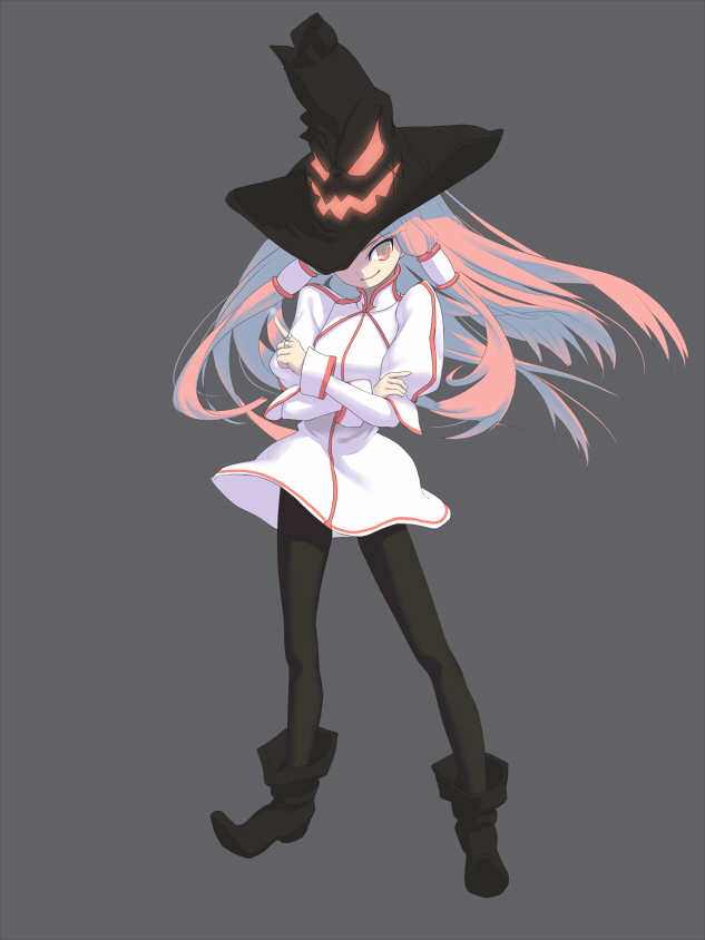 boots, ga9, hat, long_hair, pantyhose, pink_eyes, pink_hair, witch