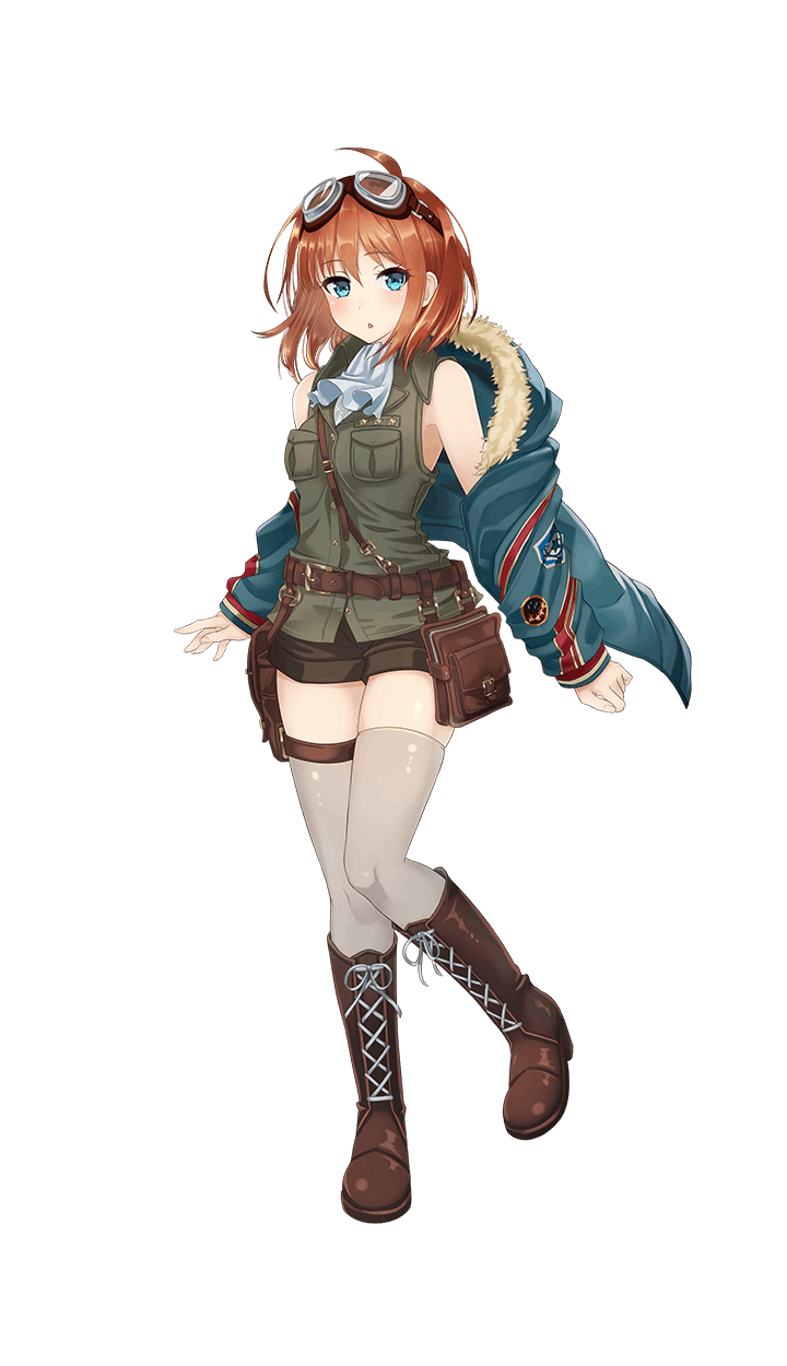 1girl, ahoge, akai_kagerou, blue_jacket, boots, breast_pocket, brown_footwear, brown_hair