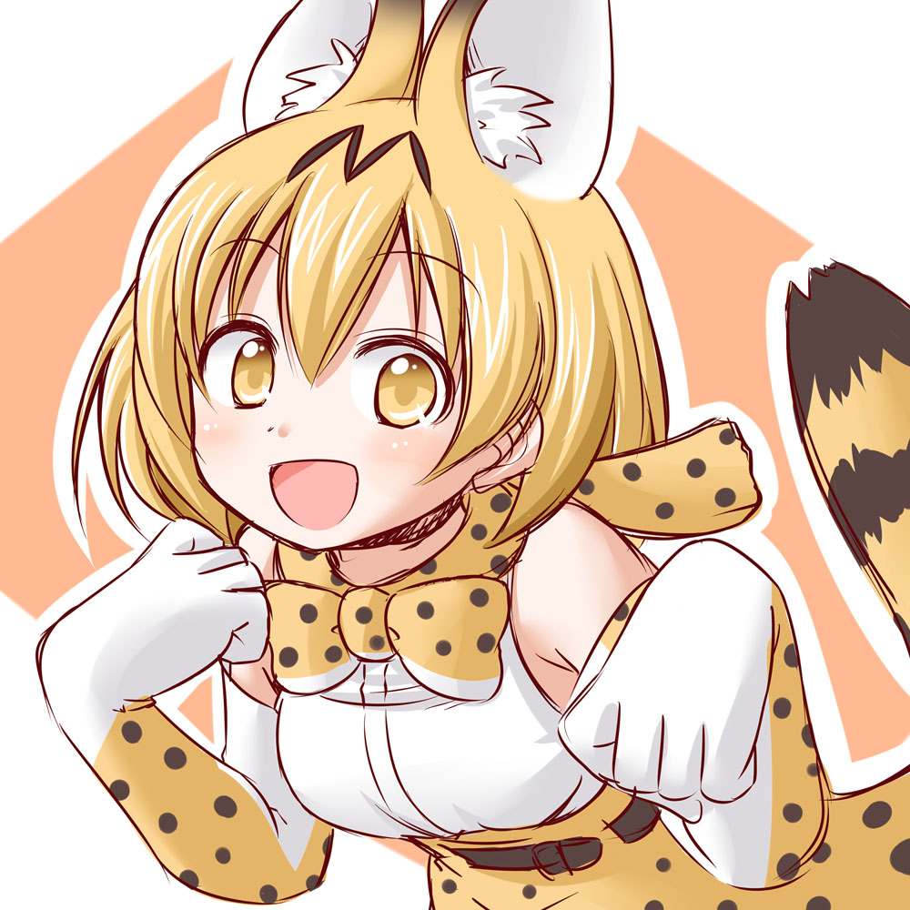 1girl, :d, animal_ears, bare_shoulders, belt, blonde_hair, blush, bow