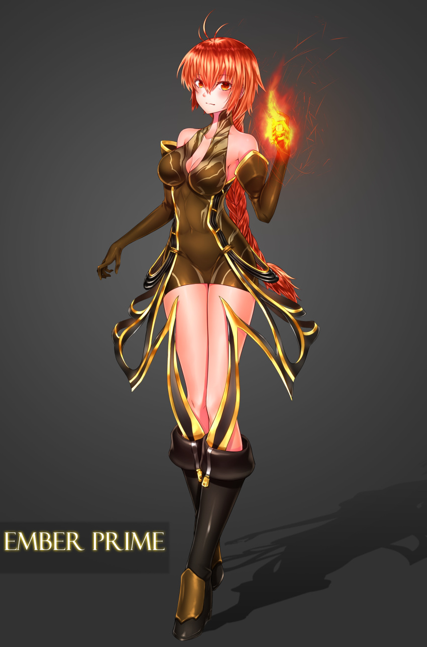 absurdres, boots, braided_ponytail, ember_(warframe), ember_prime_(warframe), highres, kai_(pixiv12466647), long_hair