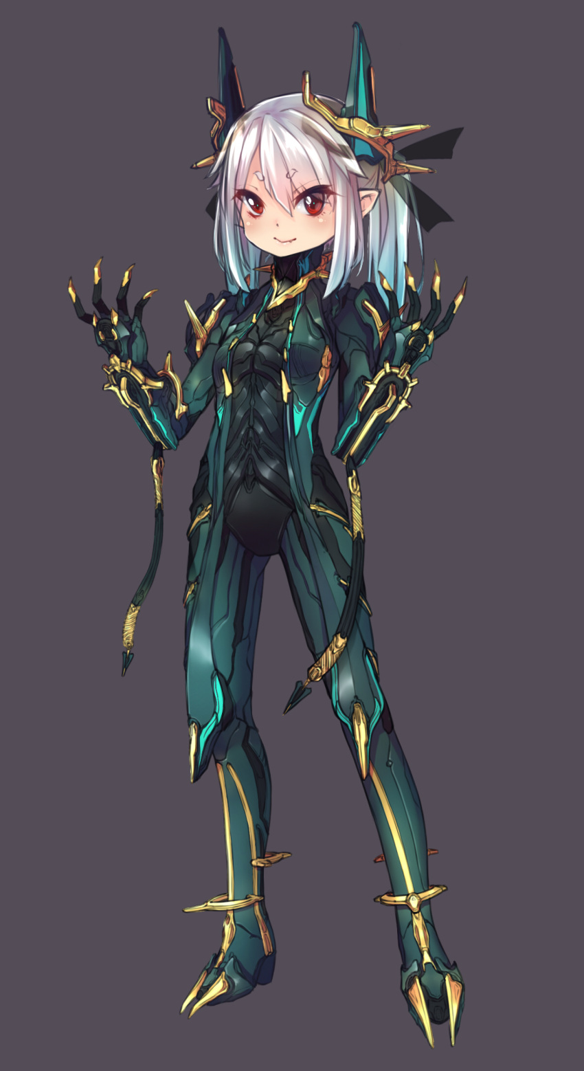 animal_ears, armor, cat_ears, claws, highres, patton_(cross-bones-t), personification, red_eyes, short_hair, valkyr_(warframe), valkyr_prime_(warframe), warframe, white_hair