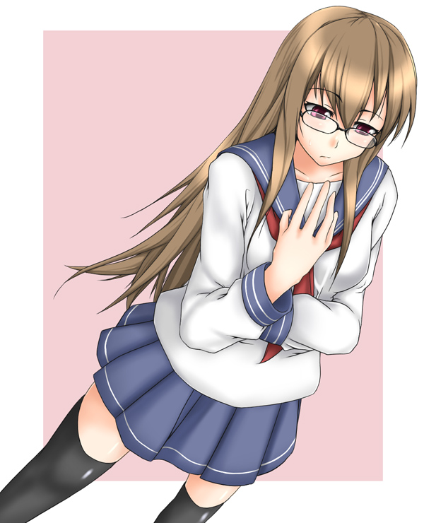 glasses, long_hair, mitsuki_(pixiv11671), mitsuki_(toriaezu), original, red_eyes, school_uniform, serafuku