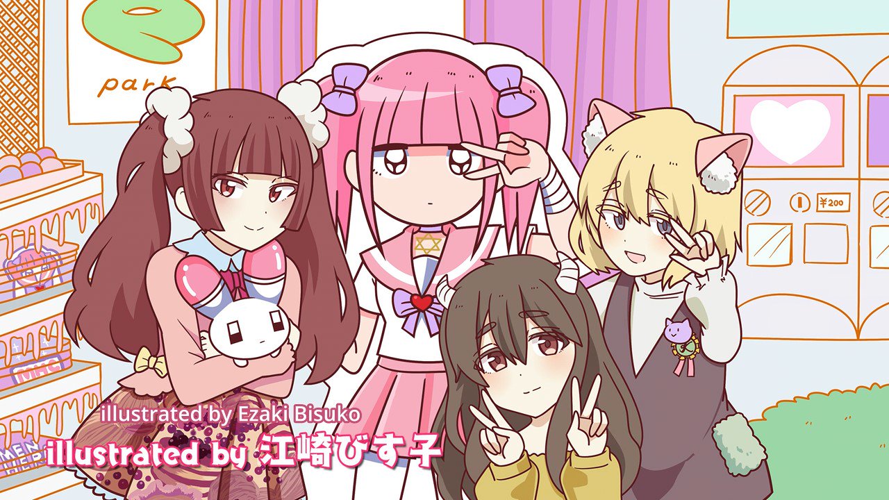animal_ears, bisuko_ezaki, blonde_hair, blush, brown_hair, buttons, cat_ears, double_v