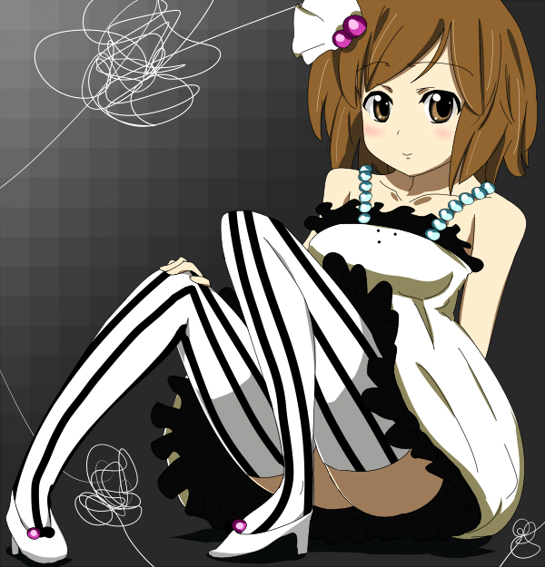 brown_hair, don't_say_lazy, don't_say_"lazy", dress, high_heels, hirasawa_yui, k-on!, shiratori_serano