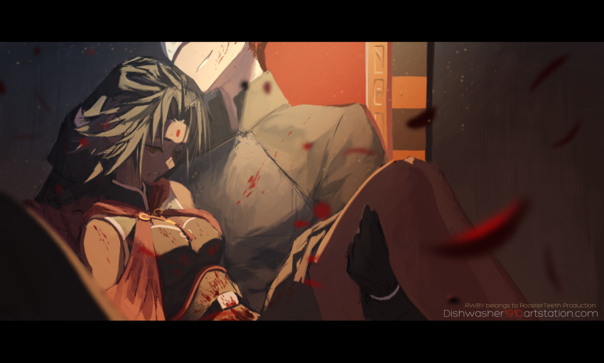 1boy, 1girl, adam_taurus, animal_ears, black_hair, bow, cape, cat_ears