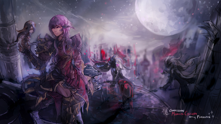 1girl, absurdres, armor, armored_boots, armored_dress, au_ra, boots, commission