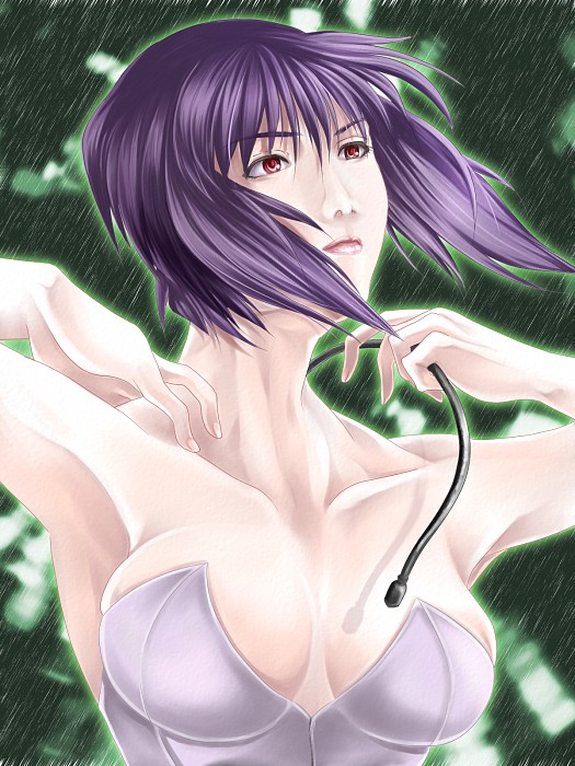 breasts, cable, cleavage, ghost_in_the_shell, ghost_in_the_shell_stand_alone_complex, koni, kusanagi_motoko, lipstick
