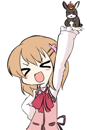 >_<, 1girl, :d, animal, anko_(gochiusa), bangs, blush_stickers, bow