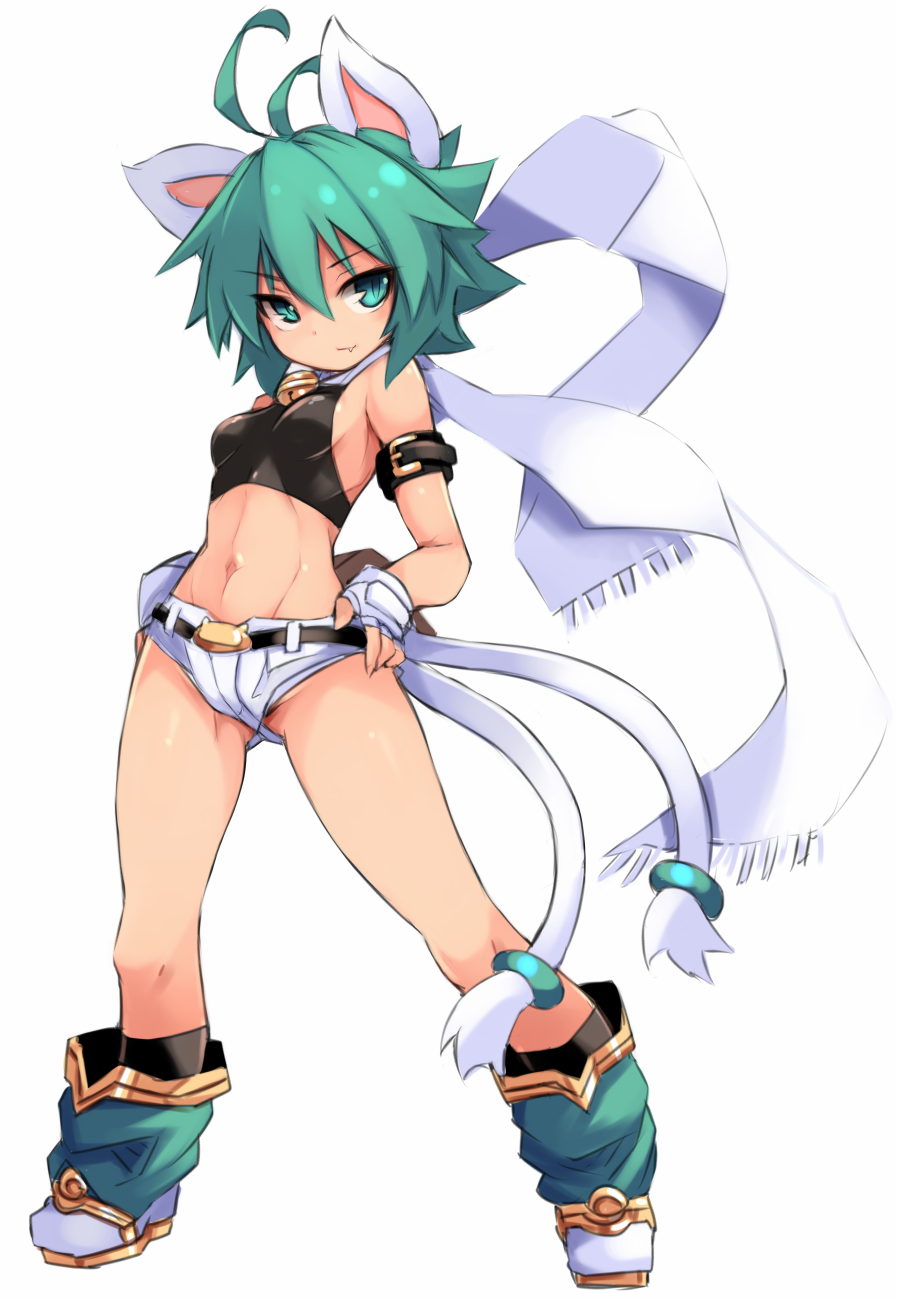 1girl, ahoge, animal_ears, armband, bell, beryl_(shinrabanshou), black_legwear, breasts
