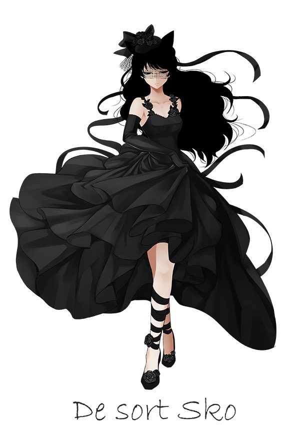 1girl, animal_ears, black_dress, blake_belladonna, cat_ears, commentary_request, dress, elbow_gloves