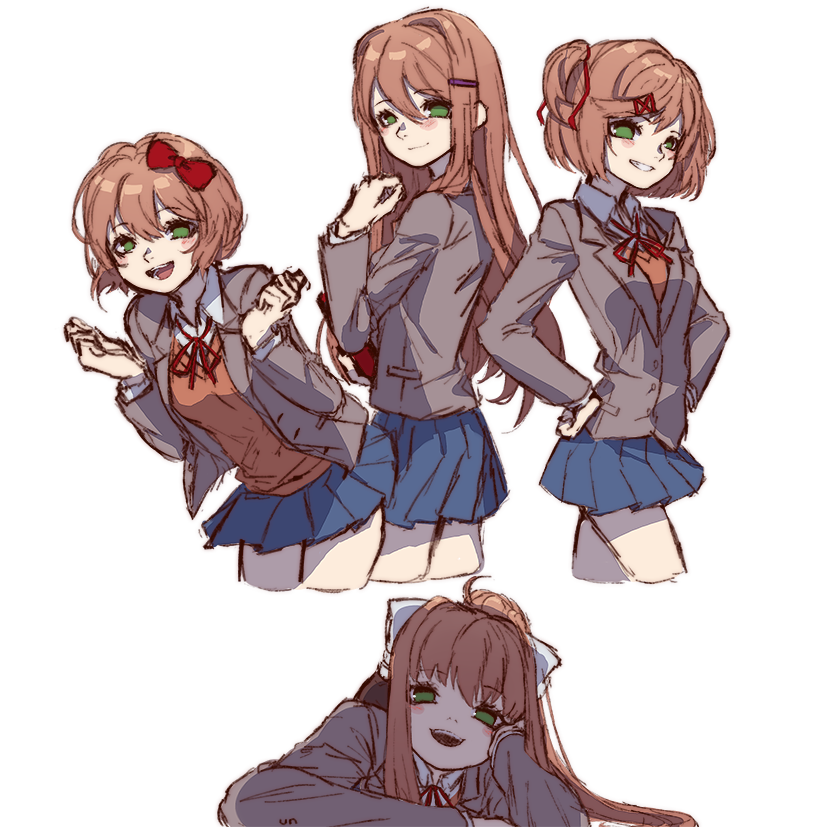1girl, :d, alternate_hair_length, alternate_hairstyle, bangs, blush, bow, breasts