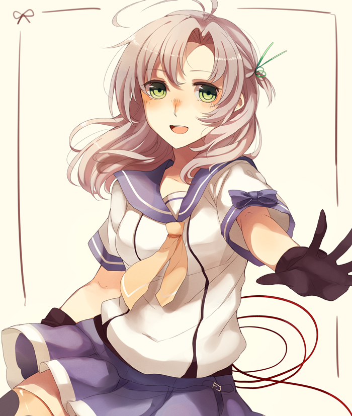 1girl, hair_ornament, hair_ribbon, kantai_collection, kinugasa_(kantai_collection), long_hair, looking_at_viewer, mohuta1203
