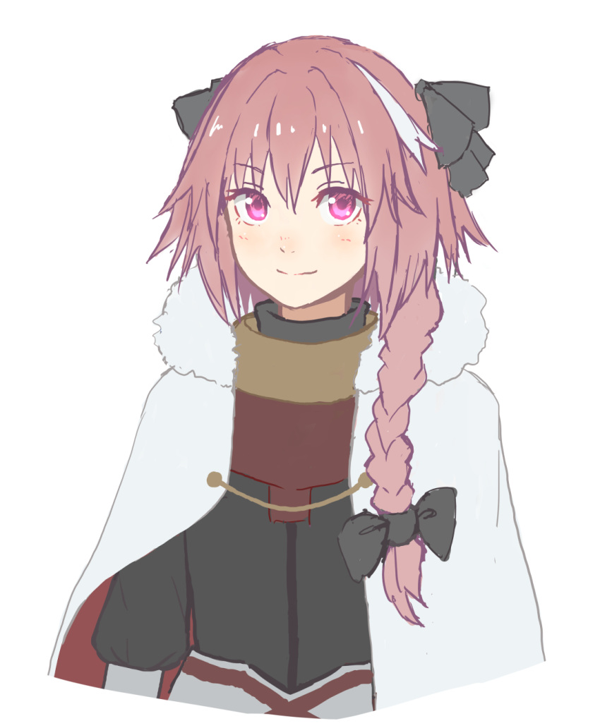 1boy, black_bow, blush, bow, braid, cape, fate/apocrypha, fate_(series)