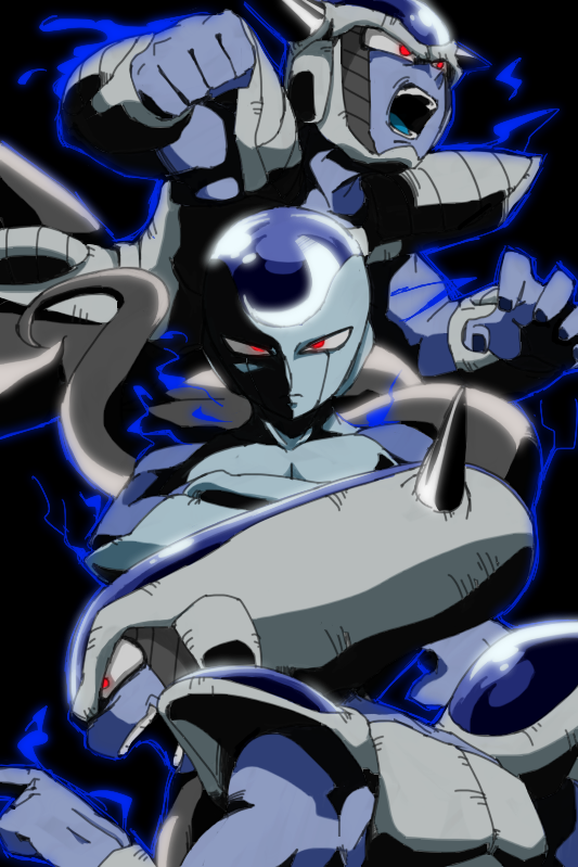 1boy, bald, black_background, dragon_ball, dragon_ball_super, frost_(dragon_ball), horns, hosinoaku
