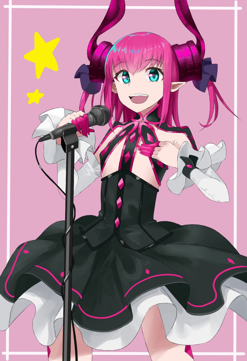 1girl, :d, black_bow, blue_eyes, bow, corset, detached_sleeves, fate/extra