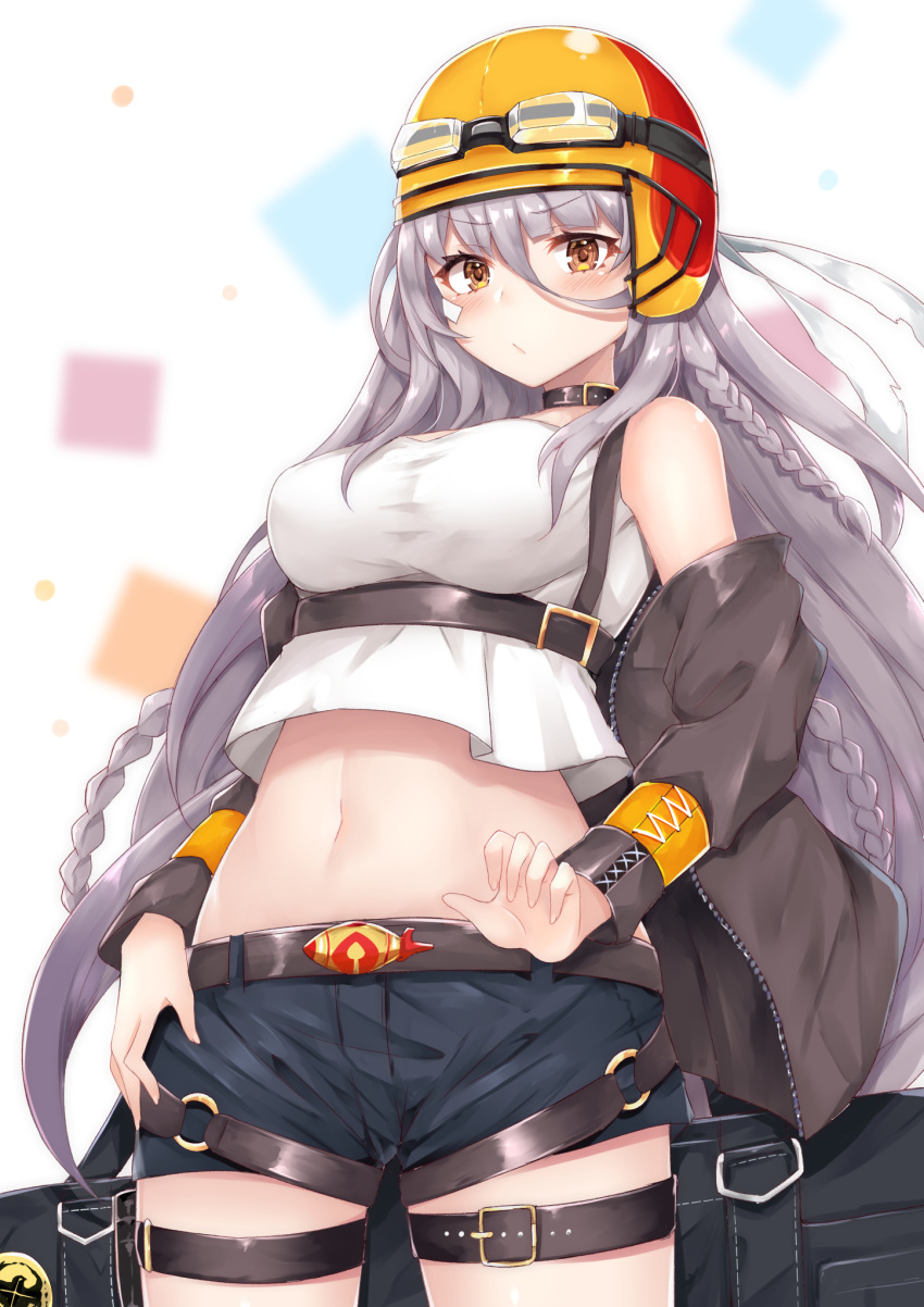 1girl, bag, bangs, belt, blush, braid, breasts, brown_eyes