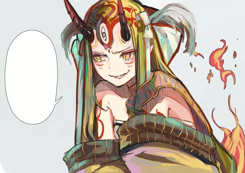 1girl, :d, absurdres, blonde_hair, breasts, demon_girl, dot_nose, exploitable