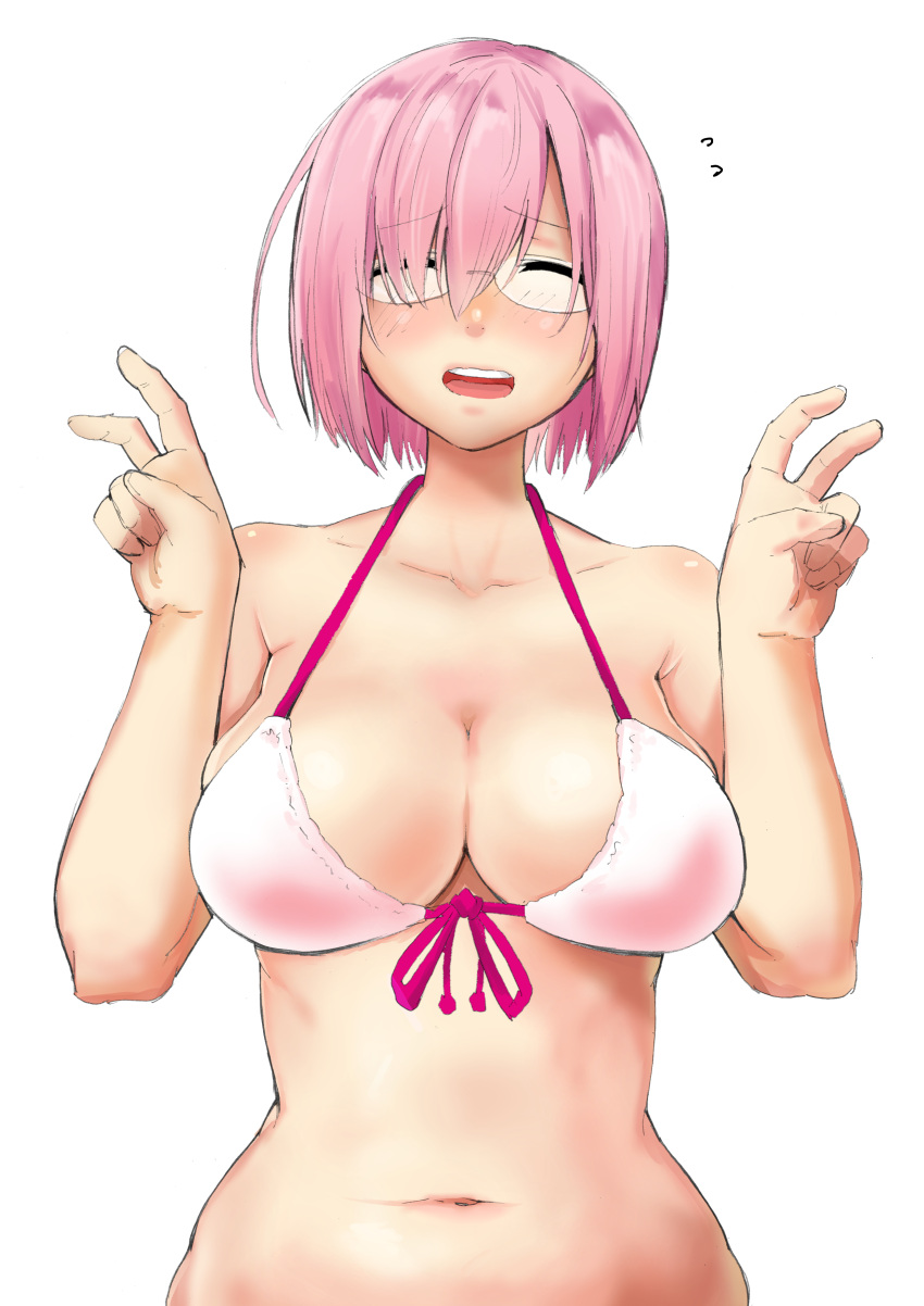 1girl, absurdres, ac_butsupa, bare_shoulders, bikini, blush, breasts, cleavage
