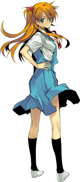 black_socks, blue_eyes, kneehighs, long_hair, neon_genesis_evangelion, orange_hair, school_uniform, socks, souryuu_asuka_langley, umebo, white_shoes