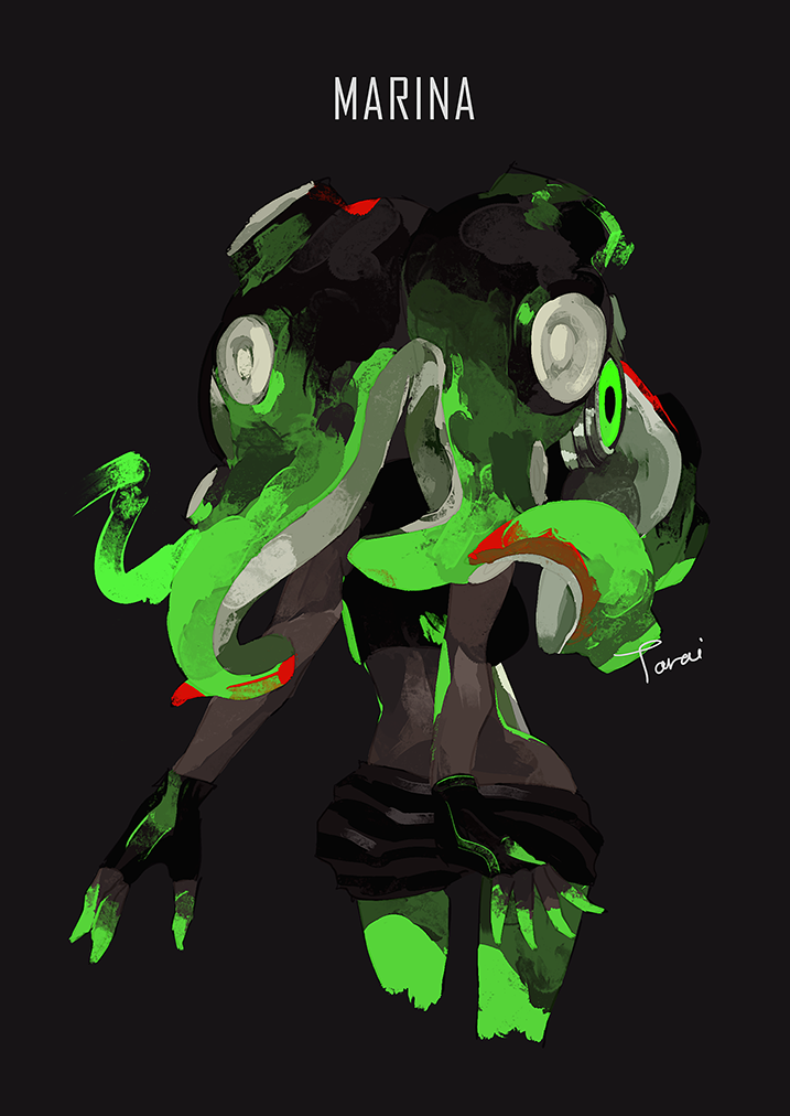 1girl, artist_name, back, bare_arms, bioluminescence, black_background, black_gloves, black_hair