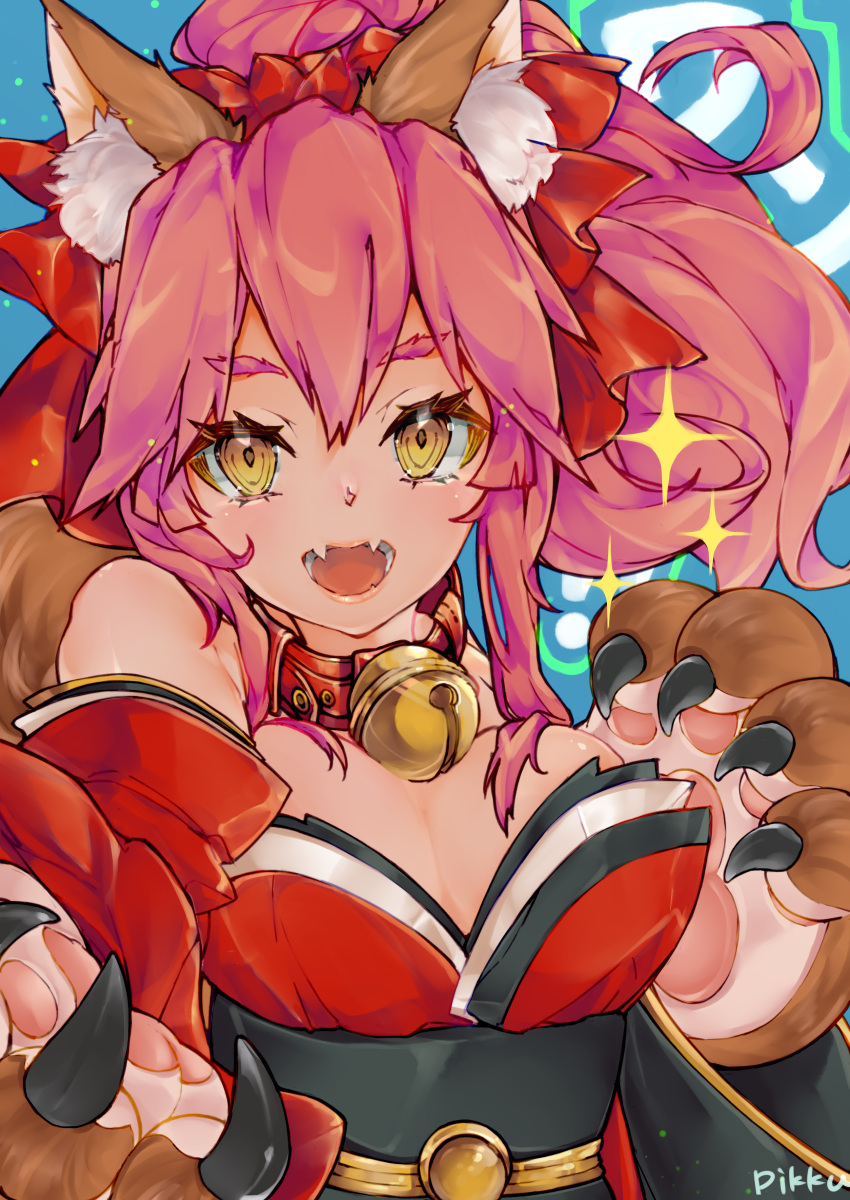 1girl, absurdres, animal_ears, bell, bell_collar, breasts, cleavage, collar
