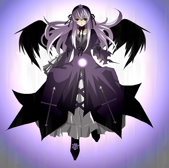 1girl, angel, dress, female, flower, gothic_lolita, injury, lolita_fashion