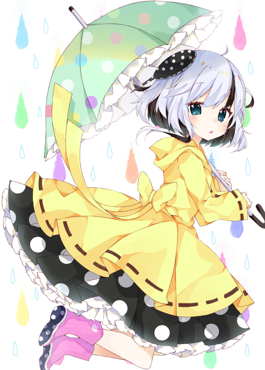 1girl, black_hair, black_skirt, blue_eyes, blue_hair, blush, boots, chestnut_mouth